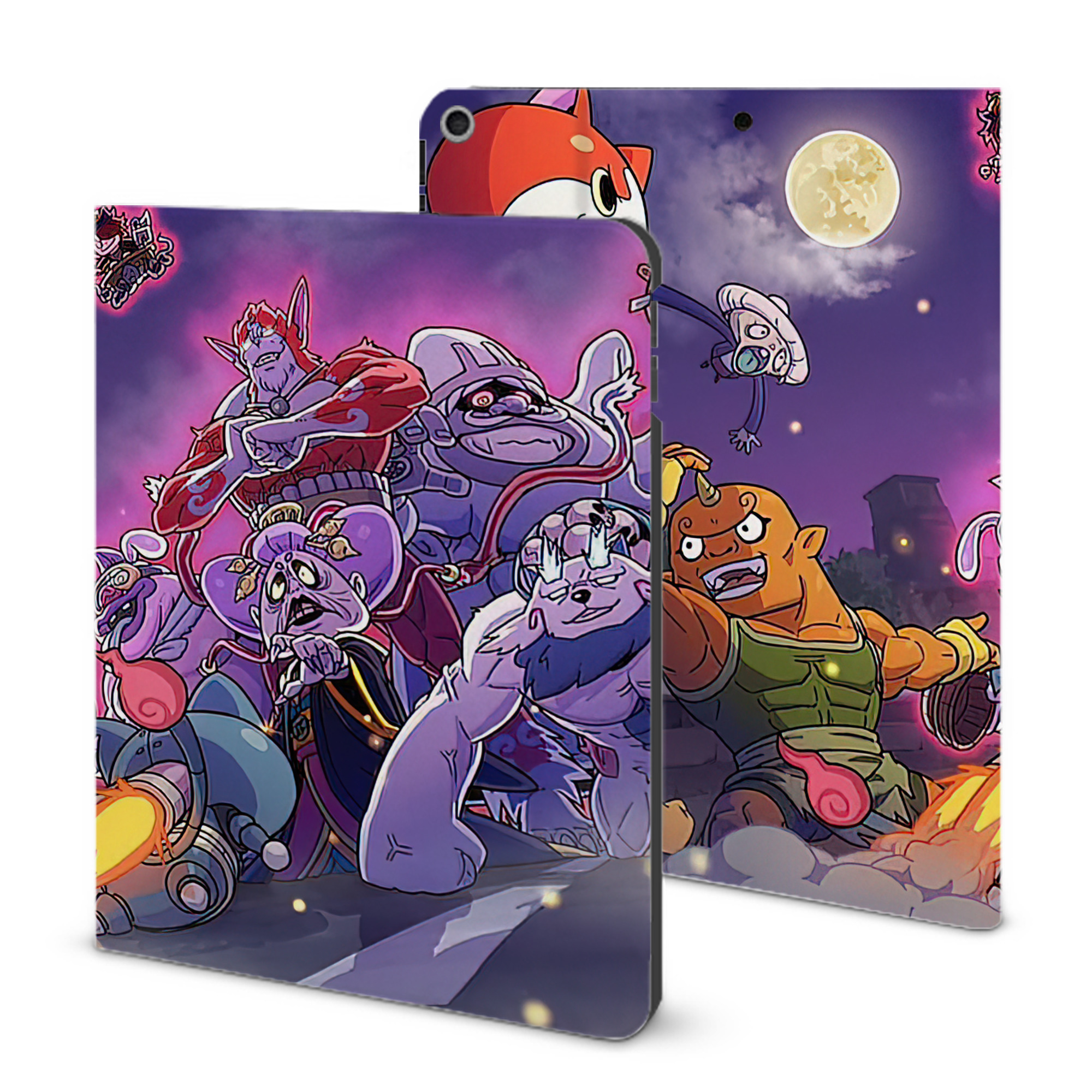 （画像用） 妖怪ウォッチ Yo-kai Watch IPad ケース ブック型 PUレザー TPU 耐衝撃 軽量 薄型 ペン収納なし 全面保護 IPad 各モデル対応
